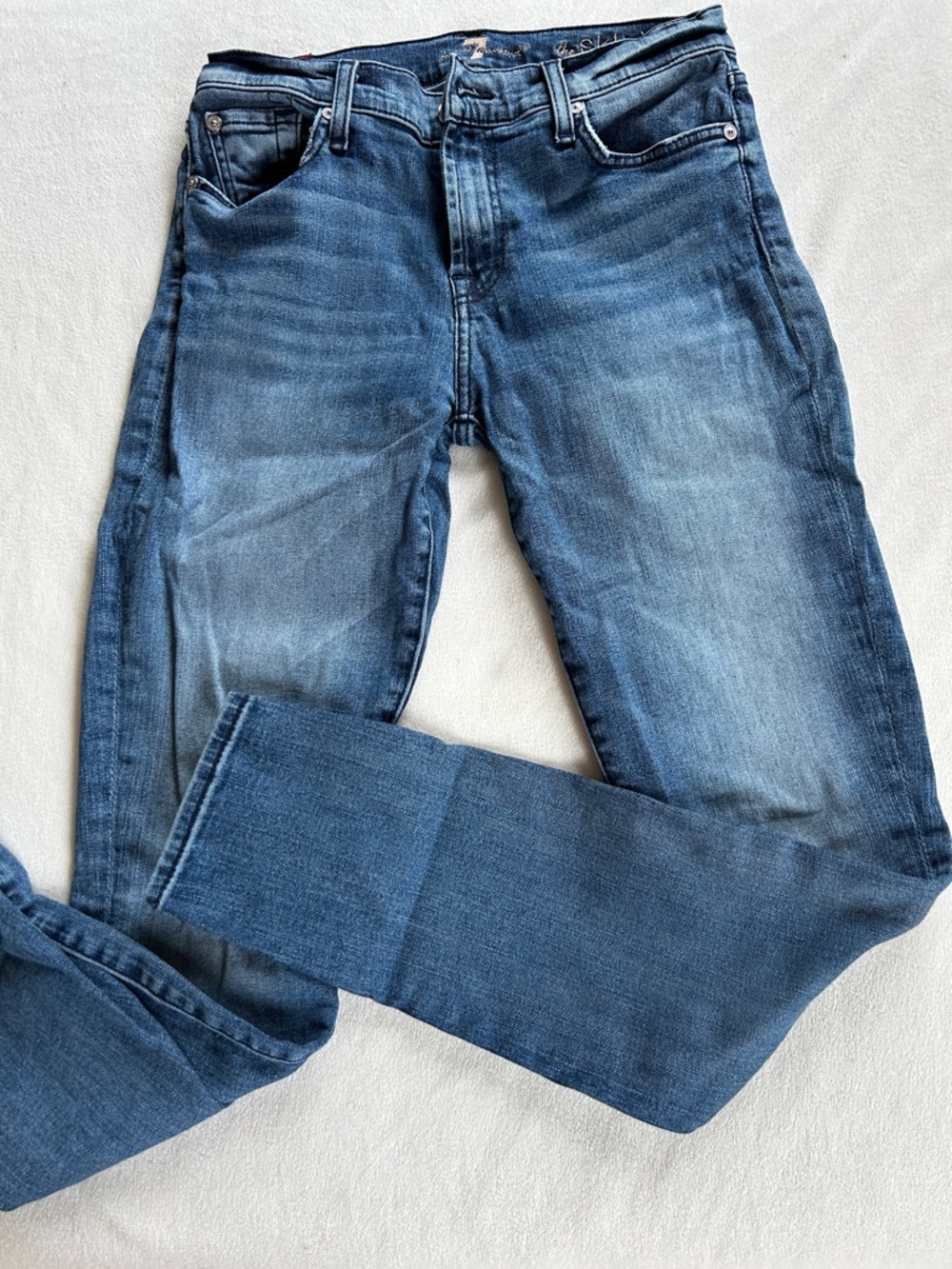 7 for All Mankind Skinny Jeans w/Fading on Thighs